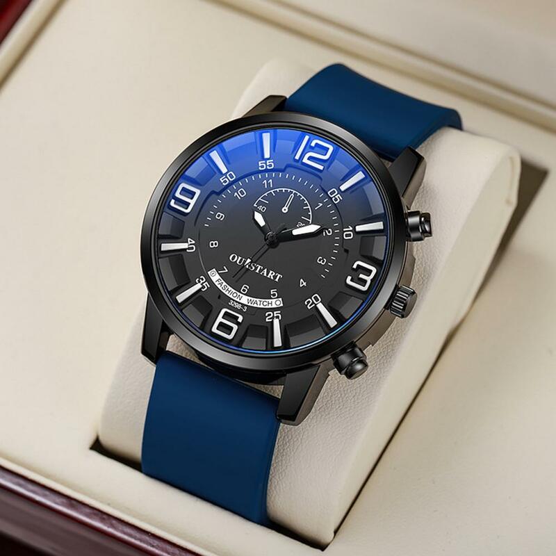Jam tangan Akurasi Tinggi pria, arloji kasual bergaya dengan tali silikon Dial bulat, Quartz olahraga Digital untuk remaja untuk ulang tahun