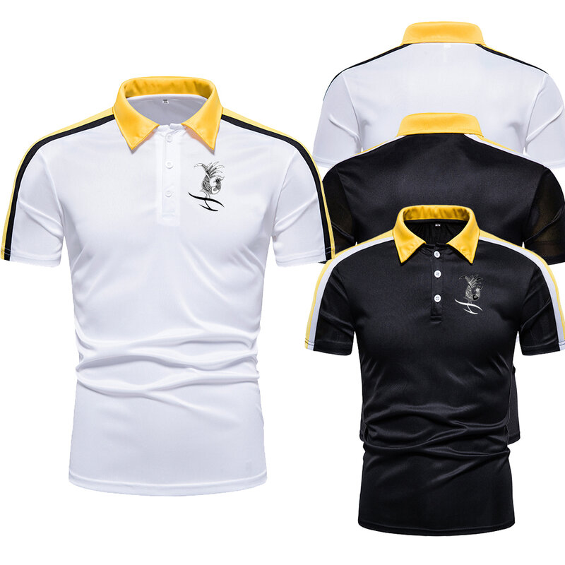 HDDHDHH Marke Drucken Colorblock Revers Kurzarm T-Shirt Sommer Business Casual Polo-Shirt männer