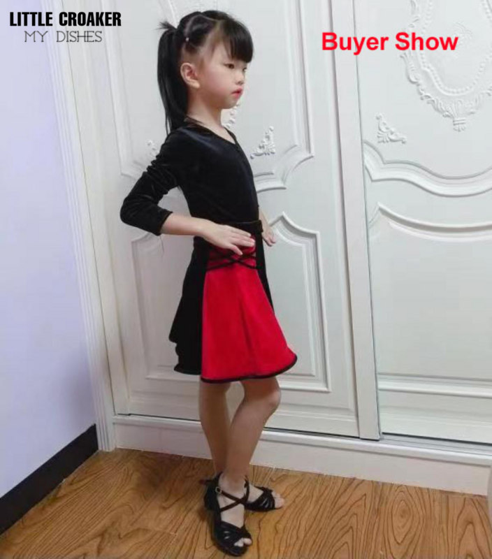Cha Cha V Neck Kids Velvet Latin Dance Dress for Girls Child Competition Ballroom Tango Salsa Dancewear Practice Dancing Wear