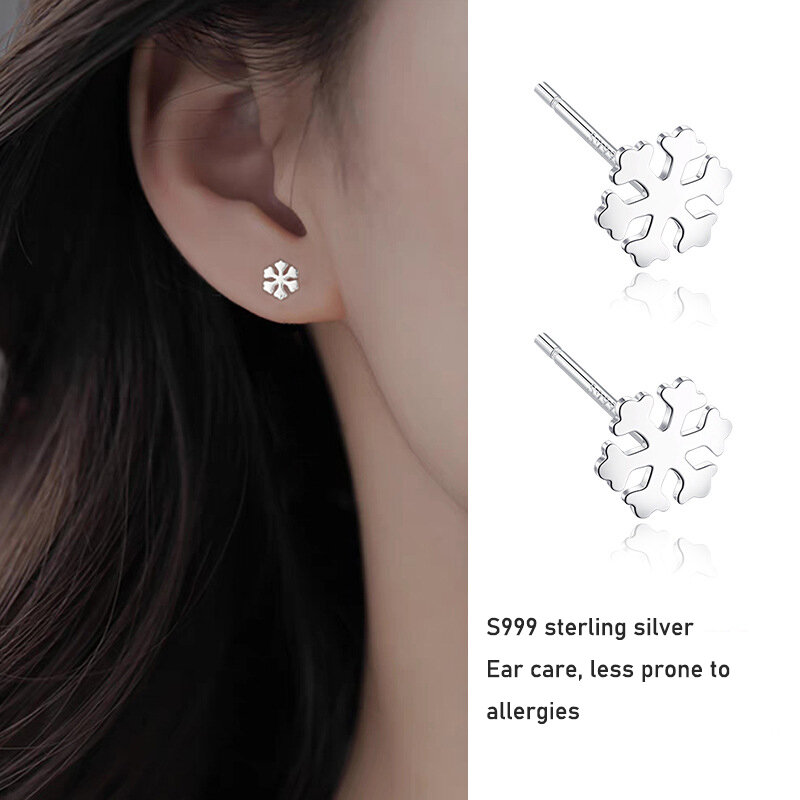 S999เล็บหูเงินแท้สำหรับผู้หญิงดูแลง่ายแบบมีรูหูและเล็บ earbone ที่เรียบง่ายและกะทัดรัด