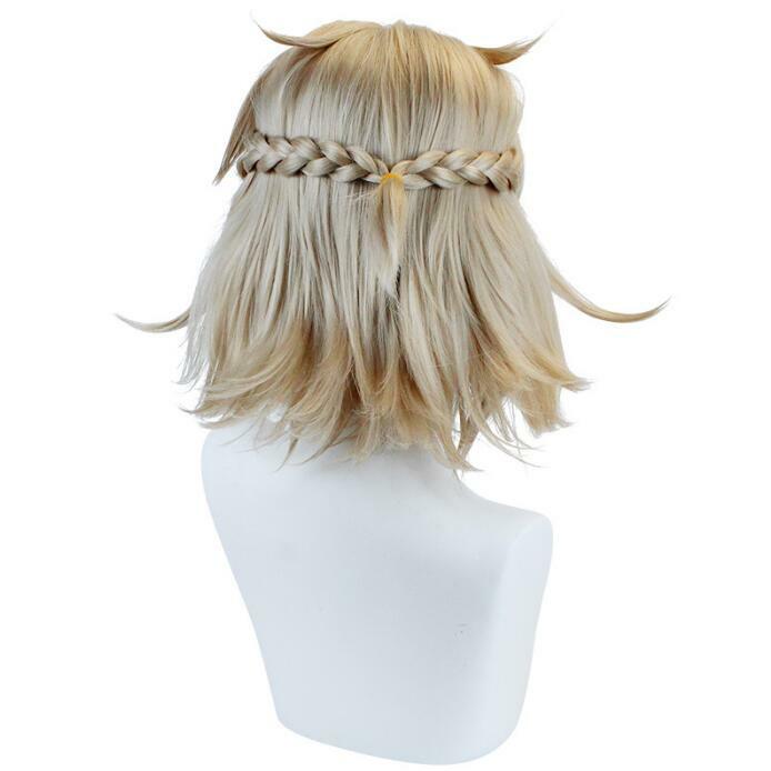 Genshin Impact Albedo Wig Game Anime Short Synthetic Straight Wavy Hair Heat Resistant Wig for Party