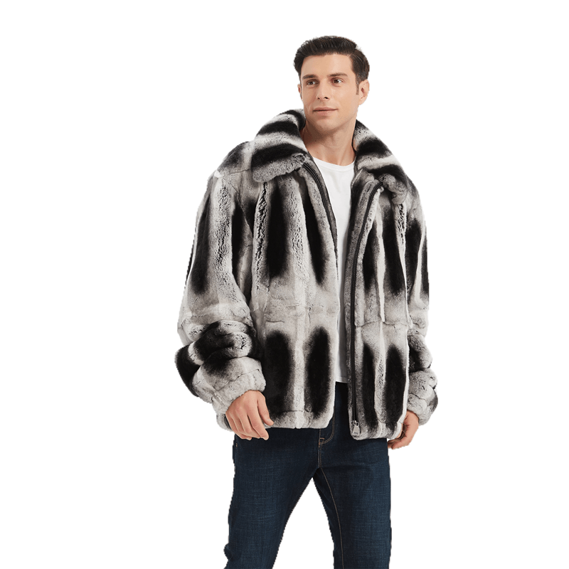 Abrigo de piel de conejo Real para hombre, chaquetas naturales, abrigos largos, ropa de otoño e invierno, 2023