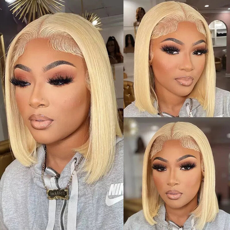 Short Cut 613 Bob Wig Pre Plucked Bone Straight Blonde 613 Hd Lace Frontal Wigs 13x4 HD Lace Front Human Hair Wig Closure Wigs