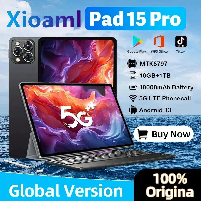 2024 nuovo Pad originale 15 Pro Tablet Android13 11 pollici 16GB 1024GB 5G Dual SIM telefonata GPS Bluetooth WiFi WPS Tablet PC