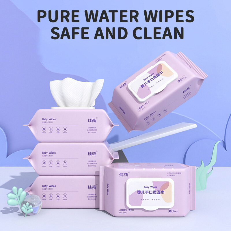 3 pack (240 pcs) of hand, foot and mouth wipes, disposable wipes for on-the-go, gentle and unscented 99% pure water wipes