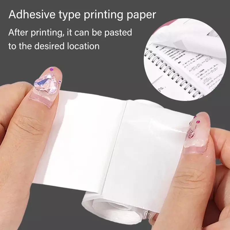 미니 라벨 프린터용 자기 접착 감열지, 무잉크 학생 공부 휴대용 프린터 스티커 용지, 흰색 및 다채로운, 57*25mm