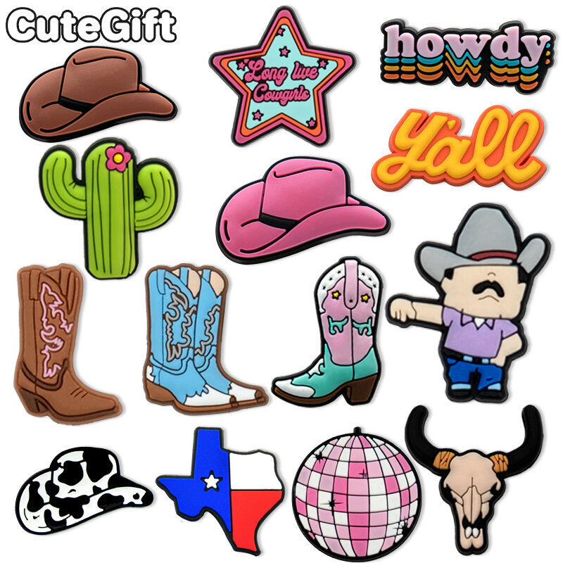 1/11 Stuks Cowboy Cowgirls Stijl Schoen Bedels Voor Vrouwen Meisjes, Cactus Schoen Bedels Decoraties Accessoires Pinnen Voor Kinderen, Klomp Gespen
