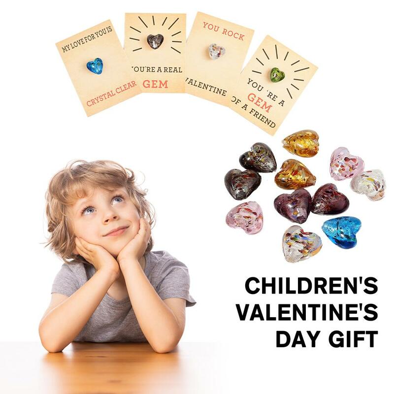 Valentinstag Geschenke 24er Pack Valentinstag Karten Herzform Kristalle Geschenke für Kinder-Valentinstag Geschenk Austausch k5l0