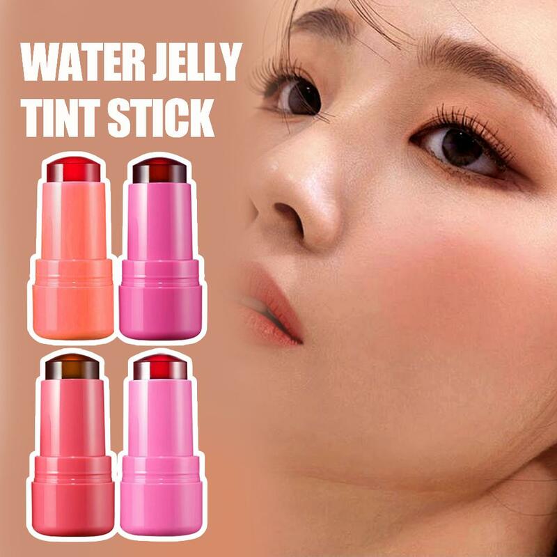 Água Jelly Tint Stick, Long-Lasting bochecha, Lip Stain, rosto, hidratação, leite Blush, 4 cores, K7U5