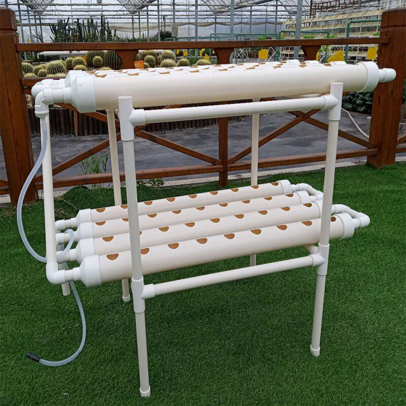 Sistema de jardín hidropónico de 2 capas, equipo de cultivo sin suelo de 8 tubos, macetas de plantación de plantas, conjunto de sistema de vegetales de invernadero