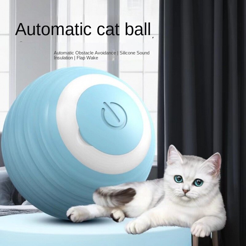 ลูกบอลกลิ้งอัจฉริยะสำหรับสัตว์เลี้ยงเพื่อคลายความเบื่อไม้ทีเซอร์แมวชาร์จลูกแมว