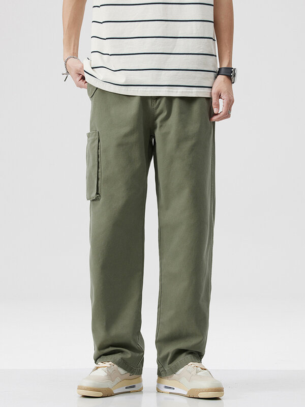 Весна-лето, мешковатые брюки-карго мужские, широкие брюки в стиле хип-хоп с несколькими карманами, повседневные хлопковые длинные прямые рабочие брюки для мужчин