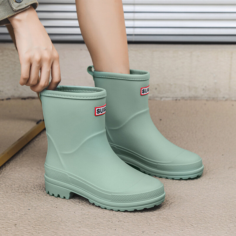 Water Boots for Woman for Rain Rubber Shoes Waterproof Galoshes Garden Working Fishing Ankle Chunky Rainboots Kitchen Shoes2023