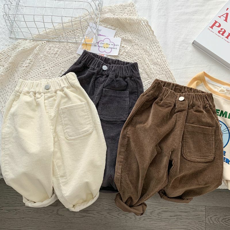 Boys Corduroy Pants 2022 New Children's Spring and Autumn Autumn Trousers Children's Stretch Casual Pants