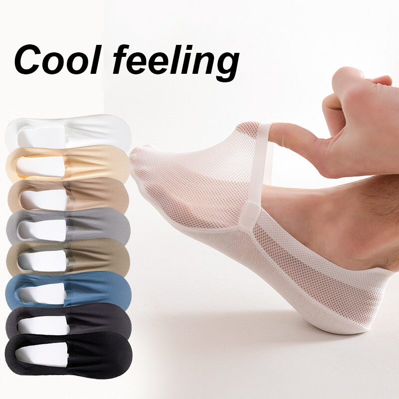 Lot de 3 paires de chaussettes d'été fines et invisibles pour homme, respirantes, douces, décontractées, en maille élastique, de haute qualité