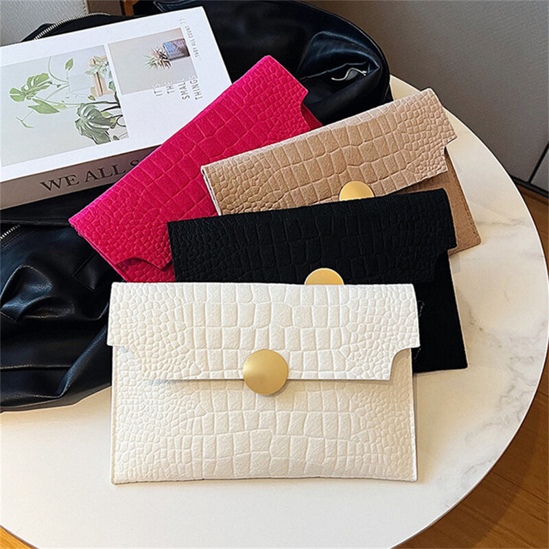 Women'S Clutch Bag Handheld Envelope Bags Felt Indentation Handbag Solid Color Business Bag New Fashion Evening Clutches