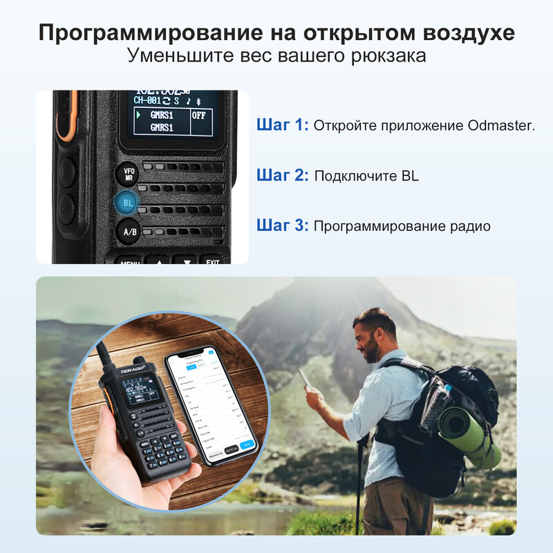 TIDRADIO-walkie-talkie profesional de TD-H8, radio de emergencia de largo alcance, portátil, receptor de Radio bidireccional, inalámbrico, HAM GRMS