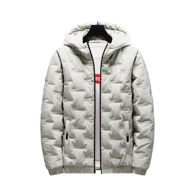 Piumino da uomo cappotto con cappuccio con chiusura a cerniera calda spessa giacca Casual confortevole in tinta unita per l'inverno