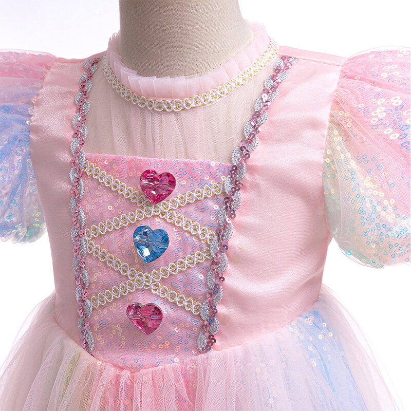 Children Princess Girls Unicorn Dress Girls Birthday Party Outfits Pastel Tulle Carnival Halloween Cosplay Costume Elegant Gown