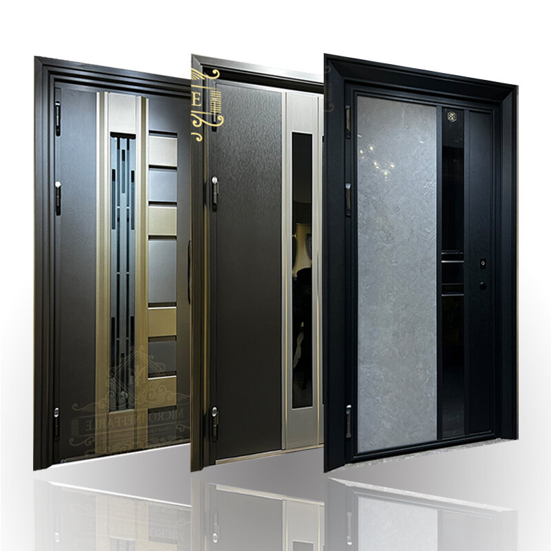 Wysokiej jakości gorąca sprzedaż Dostosowane zewnętrzne główne drzwi bezpieczeństwa Bezpieczeństwo Metalowe stalowe przednie drzwi wejściowe