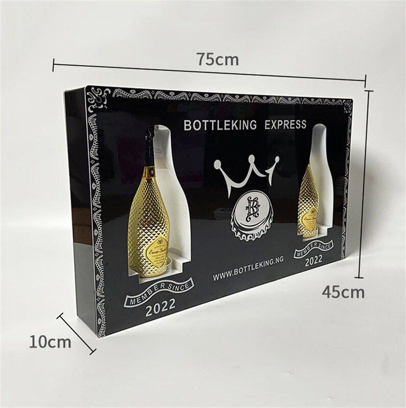 Customized Led Glorifier Display Stand VIP Black Card Wine Champagne Bottle Presenter For Nightclub Bar Party Led Gift Box