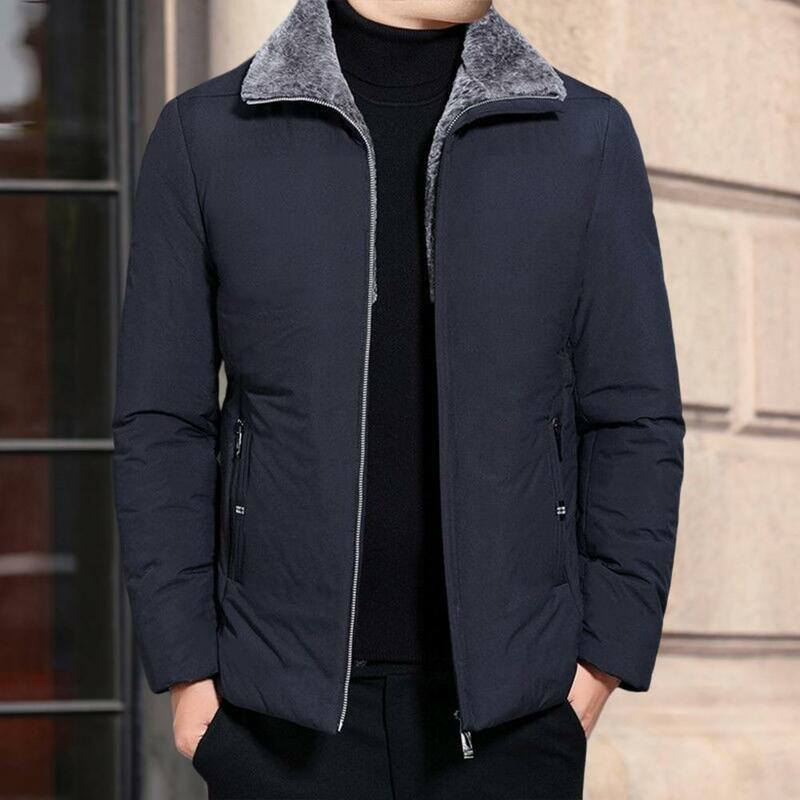 Jaqueta masculina super macio casaco masculino temperamento coldproof popular turndown collar casaco com zíper