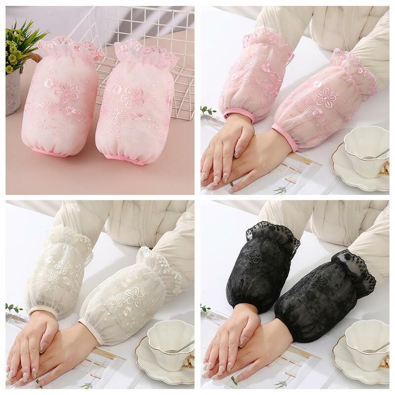 Autumn Winter Double Layer Embroidered Lace Sleeves Stain Jacket Protective Sleeves Cover Resistant Accessories Cover Cloth O4Q6