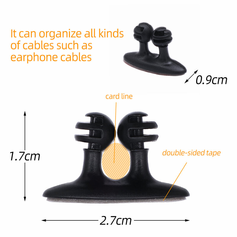 1-20Pcs Adhesive Cable Winder Car Interior Cable Clip Earphone Organizer Wire Storage Holder Fastener Cord Management Accessory
