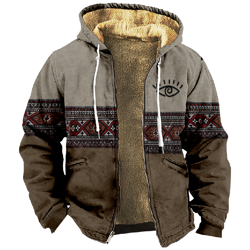 Nowy Totem włoski bawełniany płaszcz z kapturem na co dziń z nadrukiem długi rękaw sweter z zamkiem błyskawicznym gruby bawełniany płaszcz jesienno-zimowy a32