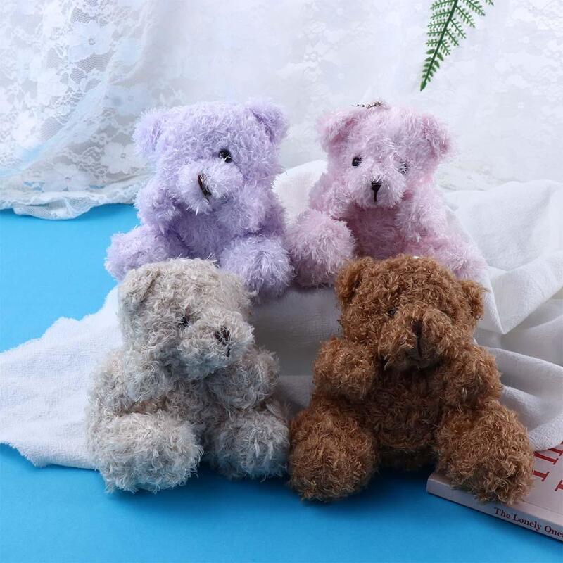 10cm Plush Little Teddy Bear Pendant Doll Stuffed Toys for Kids Girlfriend Keychain Holiday Gift Box Filling Decoration