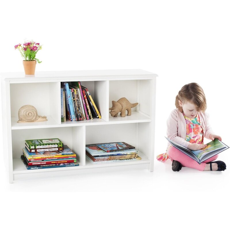 Guidecraft rak buku putih klasik: 5 kompartemen mainan anak-anak, Tempat sampah, seni, pakaian dan penyimpanan buku-ruang bermain kayu dan