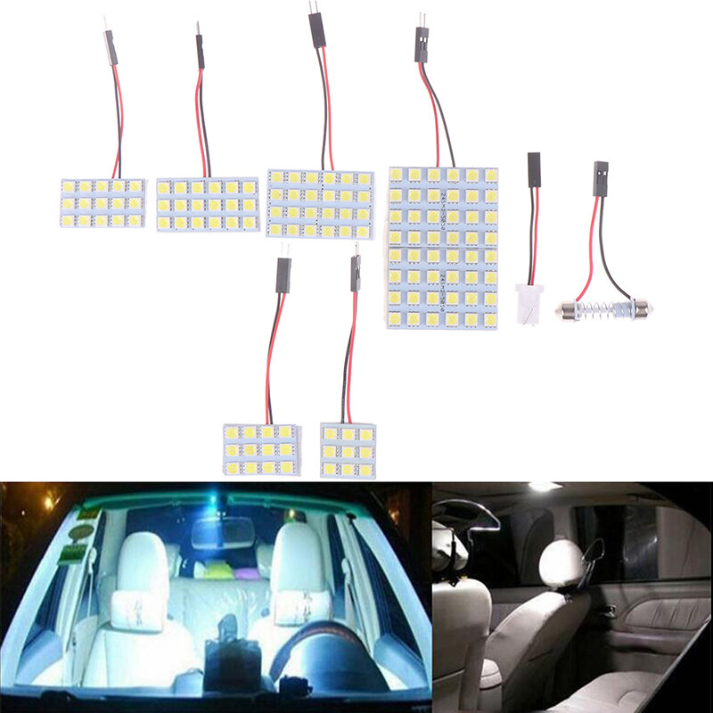 Panel de lámpara smd para interior de coche, luz blanca led 5050, t10 festoon dome ba9s, 12v, 5w