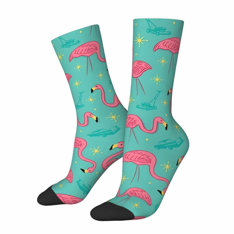 Suburbia Flamingo Sokken Wandelen 3d Print Jongen Meisjes Mid-Calf Sok