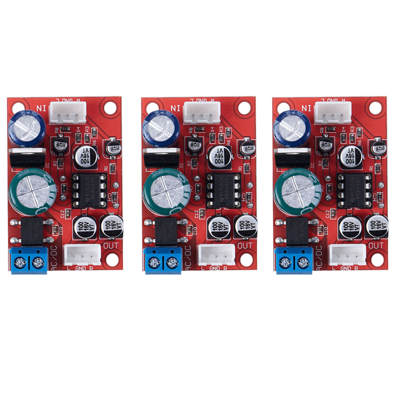3X NE5532 Stereo Pre-Amp Magnetic Head Phono Amplifier Board Moving Coil Microphone Amps Moudle