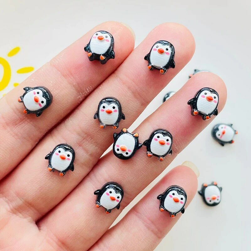 50 Stuks Nieuwe Schattige 9Mm Hars Mini Pinguïn Serie Platte Achterkant Stenen Beeldjes Diy Sieraden Bruiloft Plakboek Manicure Accessoires