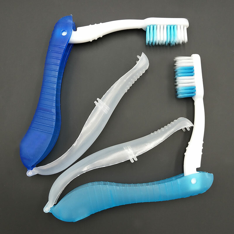 Higienis mulut sikat gigi lipat sekali pakai, sikat gigi mendaki perjalanan berkemah portabel alat pembersih sikat gigi lipat