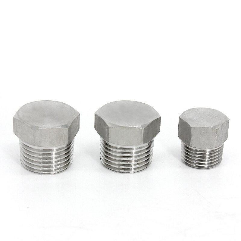 NPT BSPT 1/8'' - 2'' Male Thread 304 Stainless Steel Hex End Cap Outer Hexagon Solid Plug Oil Water Pipe Fitting