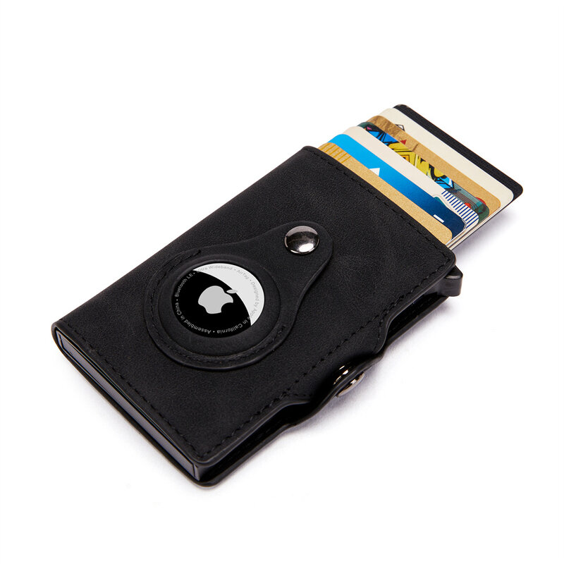 맞춤형 이름 애플 에어태그 지갑, 남성용 정품 가죽 지갑, 신용카드 홀더 RFID 에어태그 슬라이드 지갑, 카드 홀더 지퍼 백