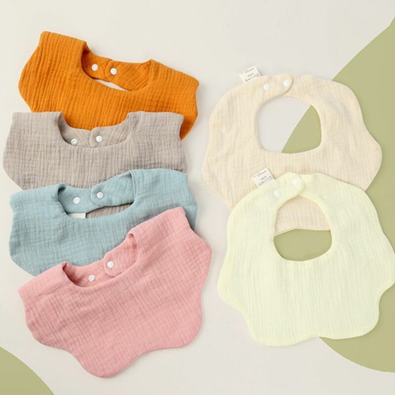 Kancing jepret alas dada bayi kain liur untuk memberi makan handuk bentuk bunga warna Solid kain sendawa bayi handuk air liur katun baru