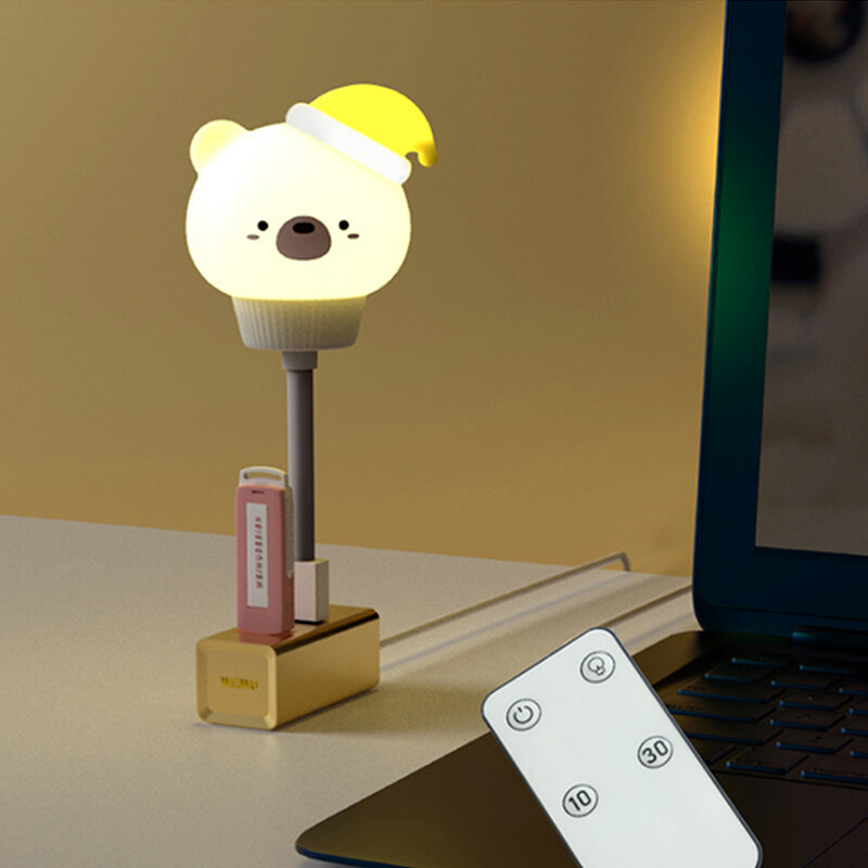Lampe de bureau LED USB télécommandée, ours, lapin de dessin animé, veilleuses de chevet, cadeau de Noël pour bébé, chambre d'enfant, décor pour enfants