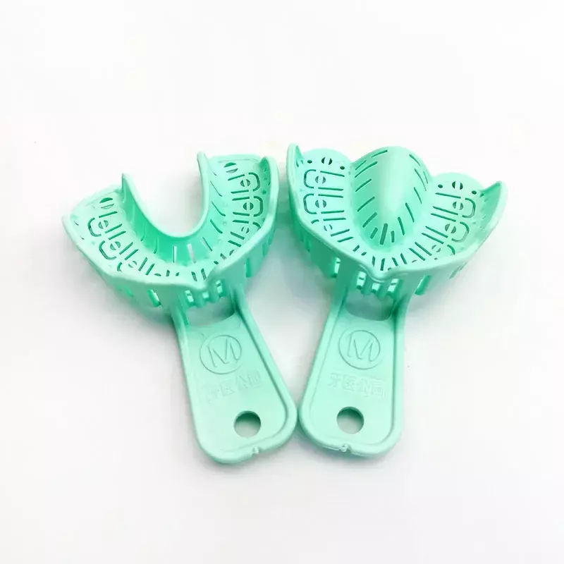 Bandeja de boca cheia de implante dentário Material de ferramenta de dentista, Molde parcial removível, fácil de dobrável, defletor verde, S, M, L, 3 pares