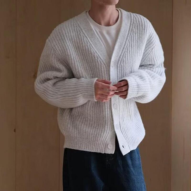 2023 wiosenna nowe jasno luksusowa modny kardigan kurtka z dziergany sweter męski dekoltem w szpic luźny sweter w stylu butikowym