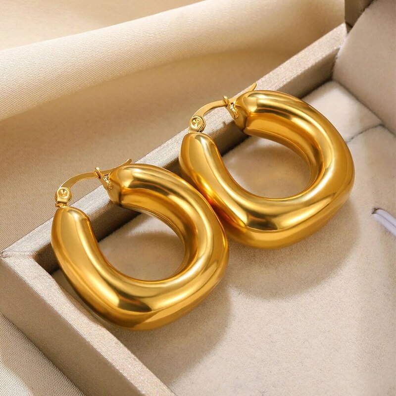 Rechteckige Edelstahl Ohrringe für Frauen Gold Farbe geometrische Ohrringe Brincos modischen Schmuck Aretes Mujer
