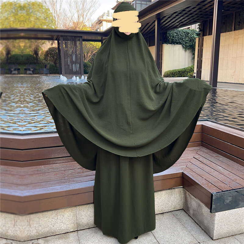 Lebaran bertudung Hijab atas kepala Abaya Khimar 2 potong Set pakaian doa Abayas rok wanita Muslim pakaian gaun Dubai Turki