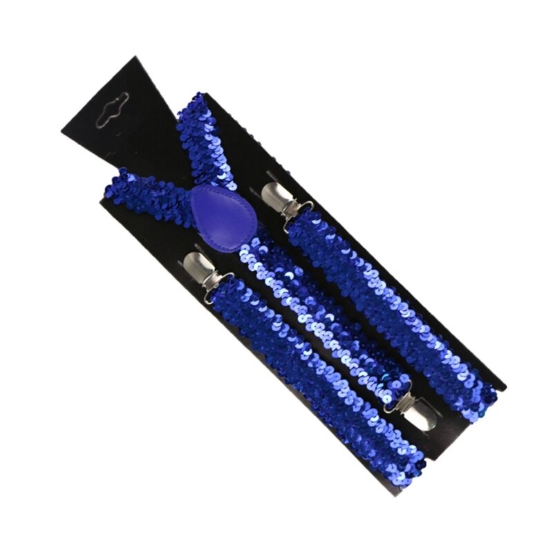 Elastyczne szelki dla dorosłych cekinami do dżinsów unisex kobieta mężczyźni kształt Y elastyczne szelki na zatrzaski 3 klipsy