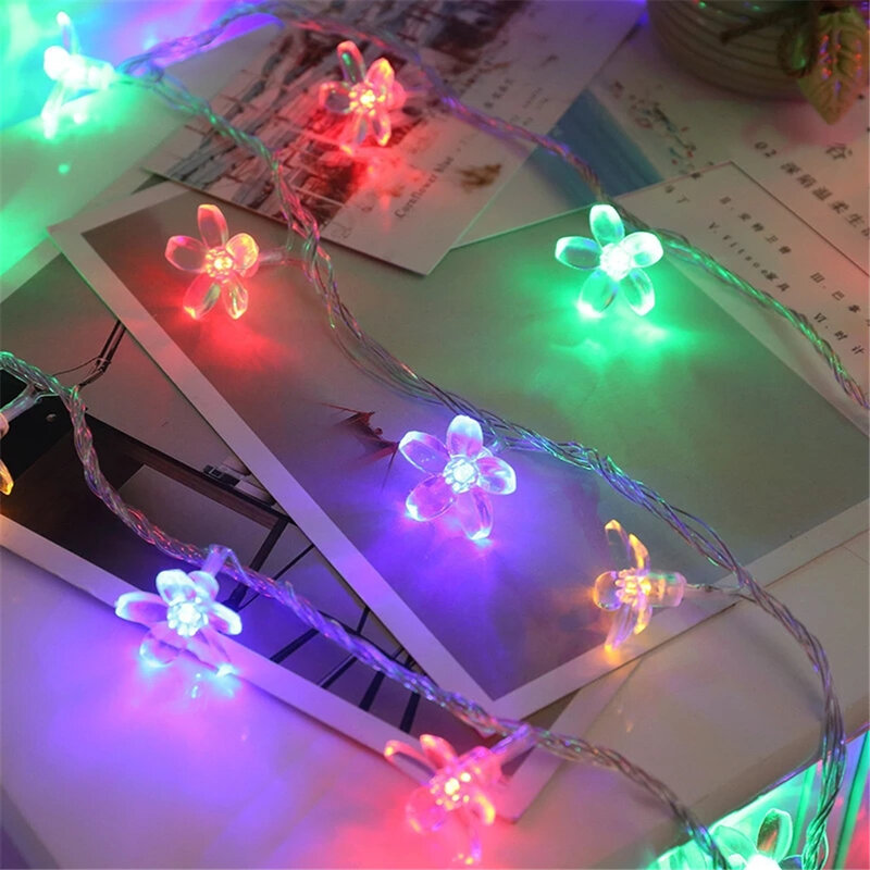 Kersenbloesem Bloem Slinger Lamp Batterij/Usb-Aangedreven Led String Sprookjesachtige Kristallen Bloemen Indoor Bruiloft Kerstversiers