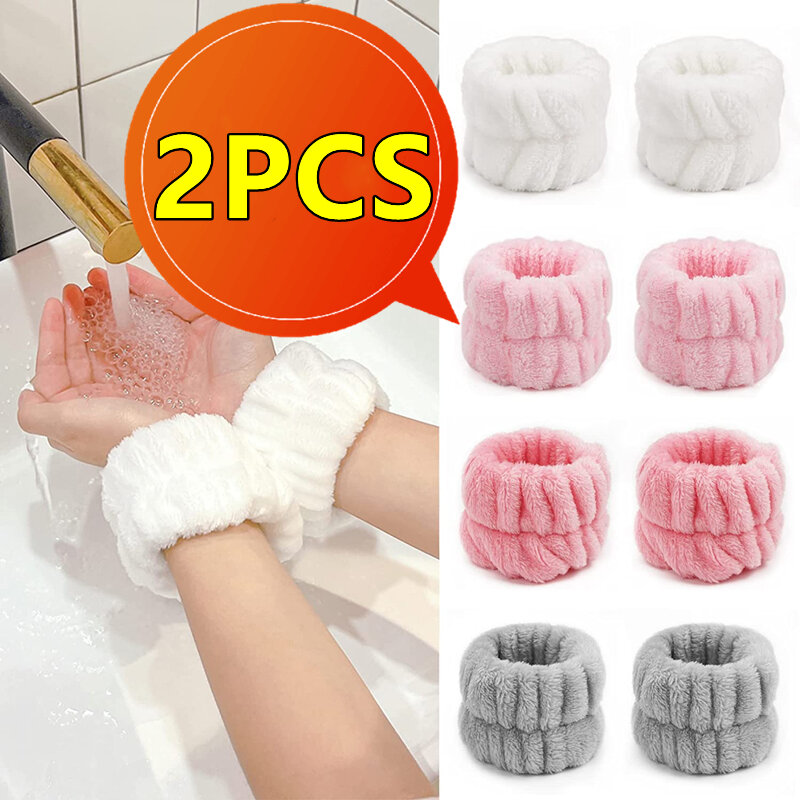 2PCS Reusable Wrist Washing Belt Soft Microfiber Towel Wristbands Washing Face Water Absorption Prevent Wetness Wrist Washband