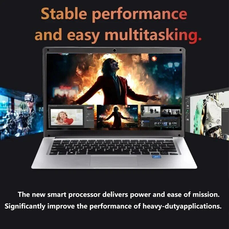 Netbook-Laptop com Câmera Portátil, 14 polegadas, N3350, 6 GB de RAM, 1TB, 2TB SSD, Windows 10, tela FHD, Intel Celeron, Brand New, Slim