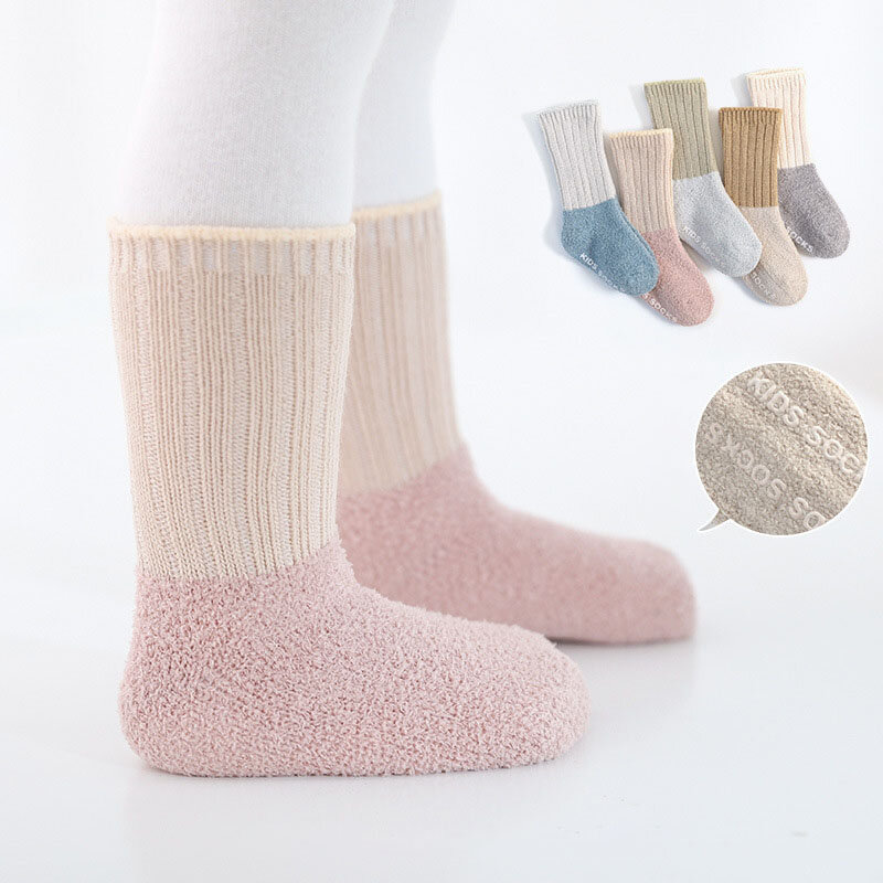 MILANCEL Winter New Baby Socks calzini antiscivolo Patchwork per neonati calzini caldi addensati per neonati