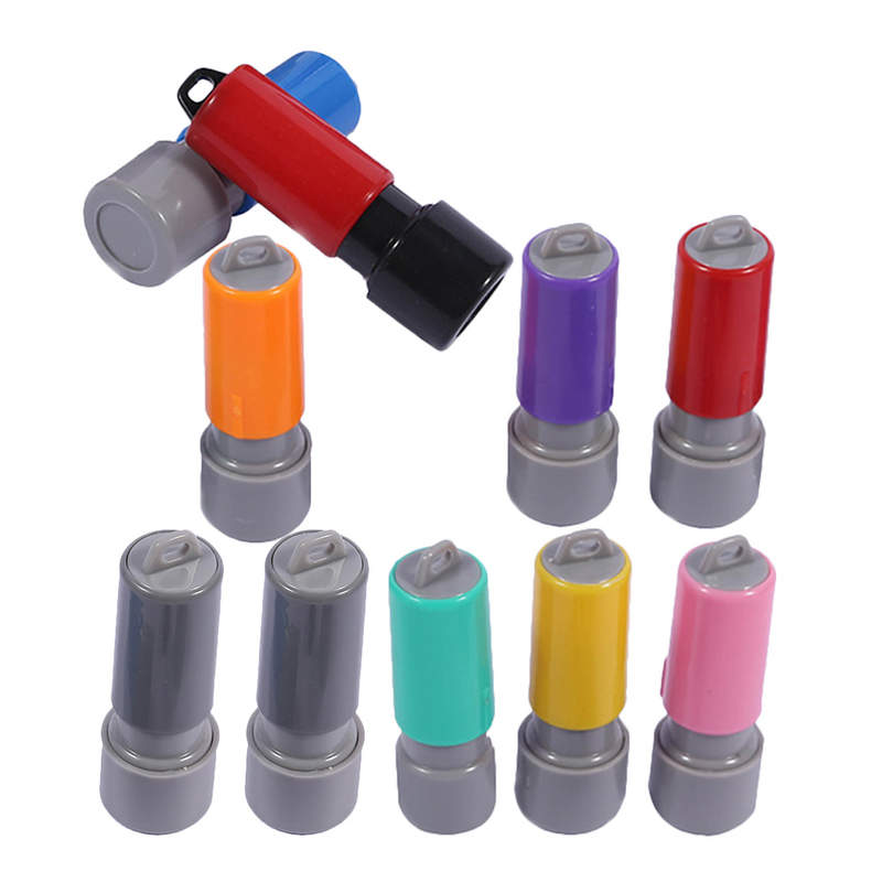 10pcs Round Seal Ink Stamp Diy  Seal Case With Ink Pad Small Stamp Making Tool Round Seal DIY Tool